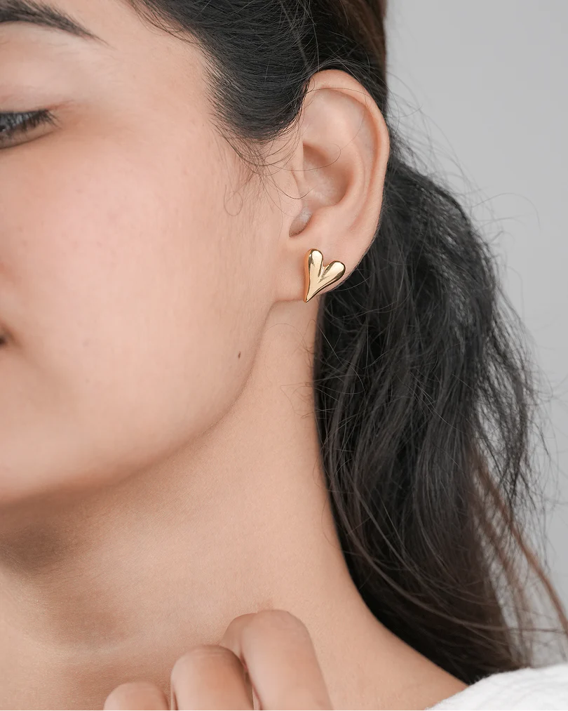 Combo Set of 2: Gold Mini Hearts and Modern Striped Studs - Image 6