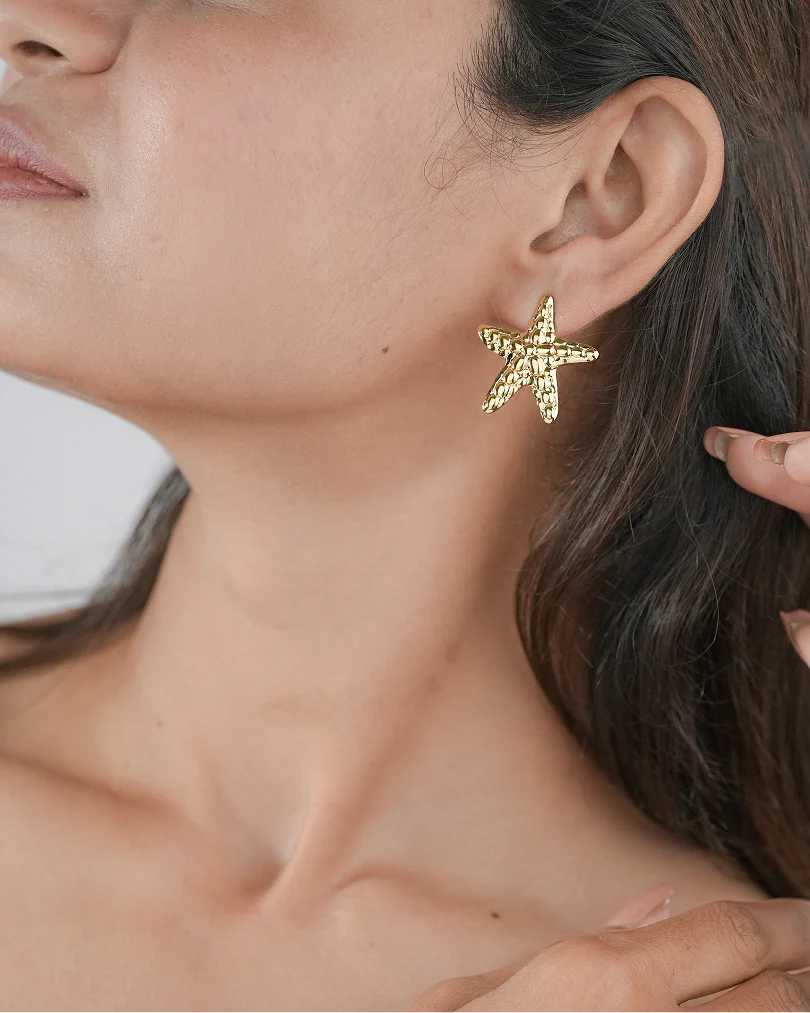 The Nature Collection: Starfish & Textured Hammered Studs (Set of 2) - Image 7