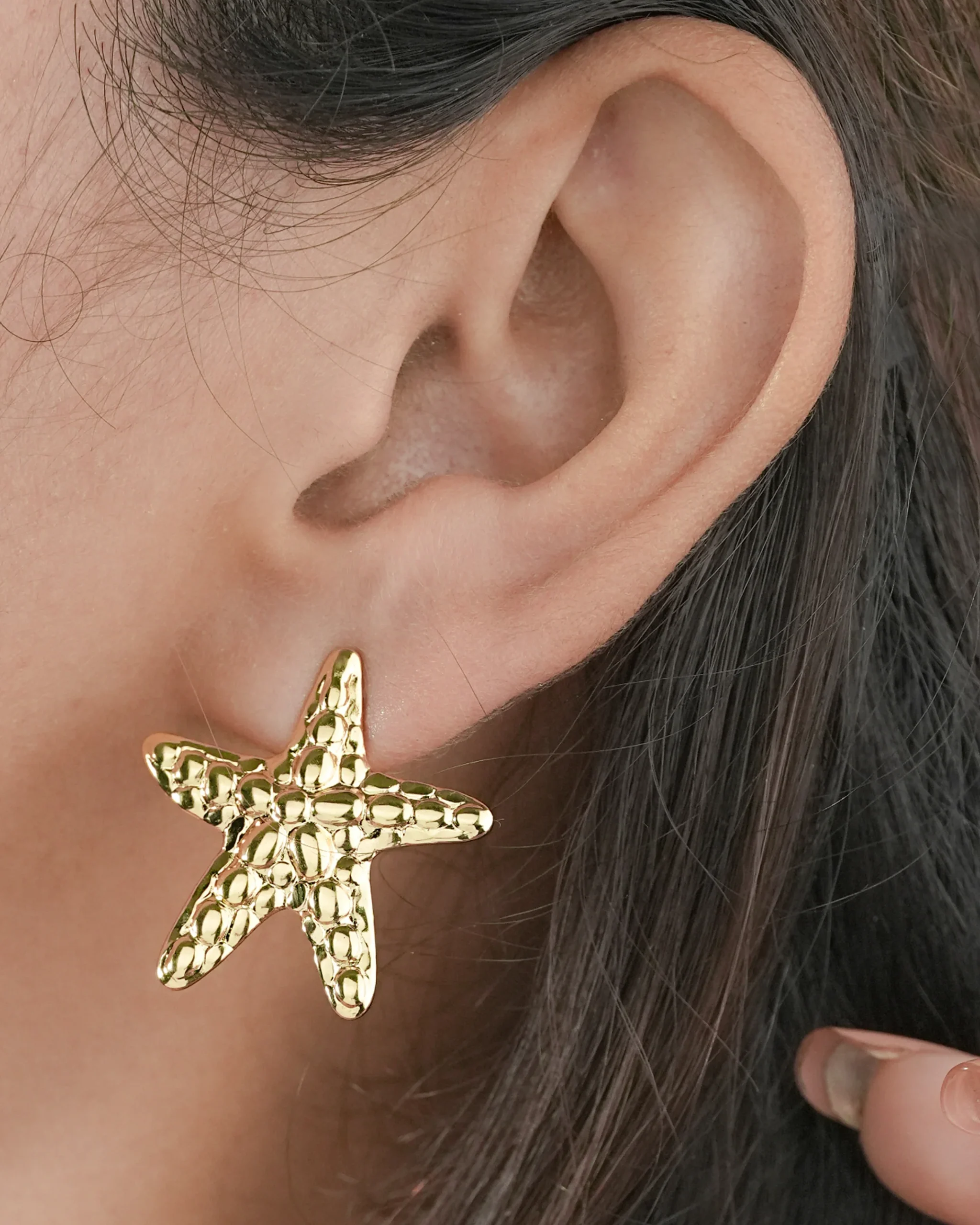 The Nature Collection: Starfish & Textured Hammered Studs (Set of 2) - Image 5