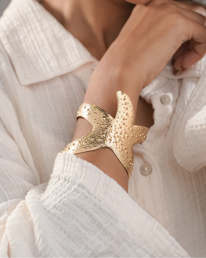 The Stella Maris Cuff: Gilded Sea Star Statement Bracelet - Image 2