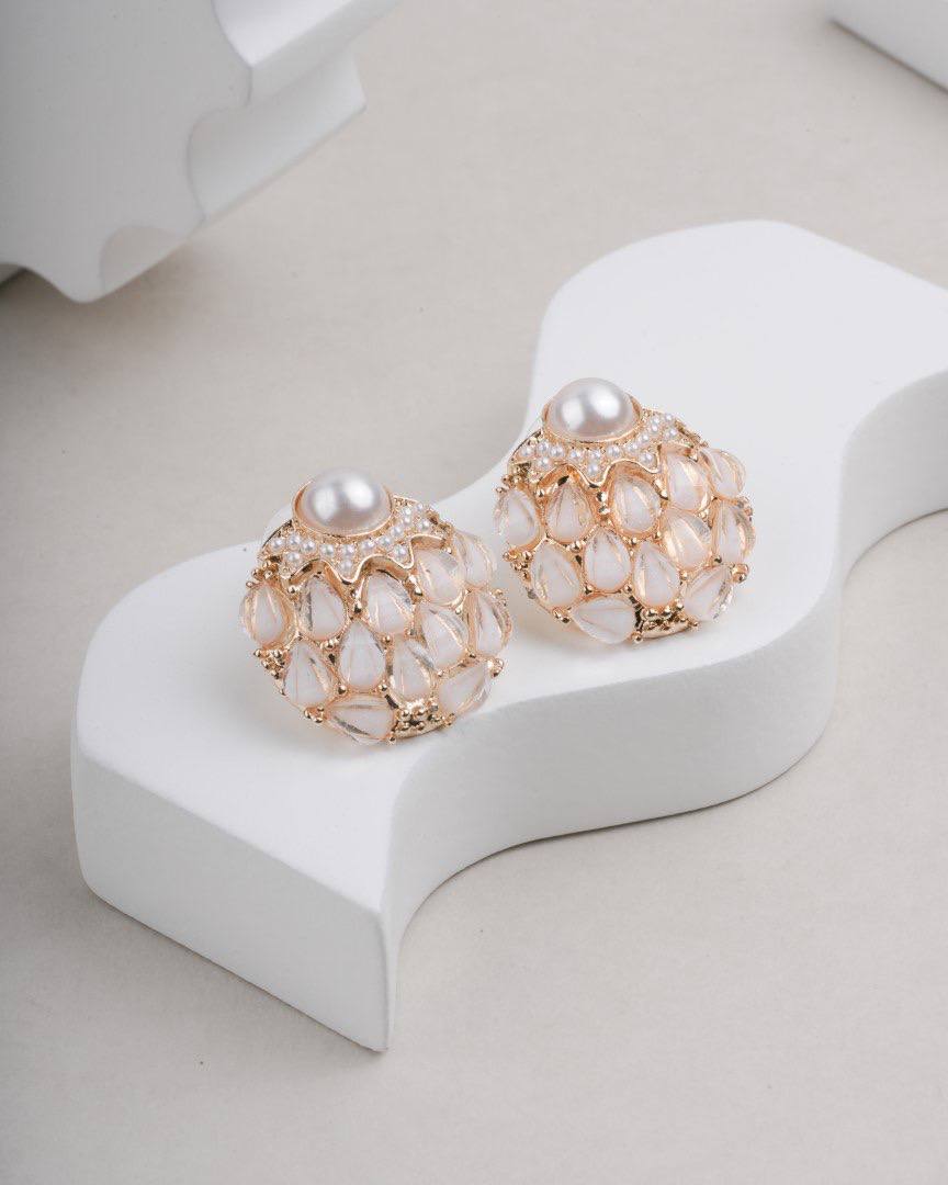 Elite Glamour Collection: Pack of 5 Premium Statement Earrings – Gold & Rose Gold Finishes - Image 3
