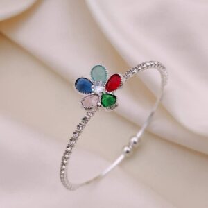 Elegant 5-Petal Multi-Gemstone...